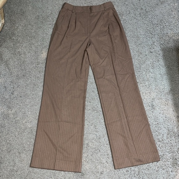Favorite Daughter The Favorite High Rise Wide Leg Pants Camel Pinstripe 10 - Picture 6 of 12